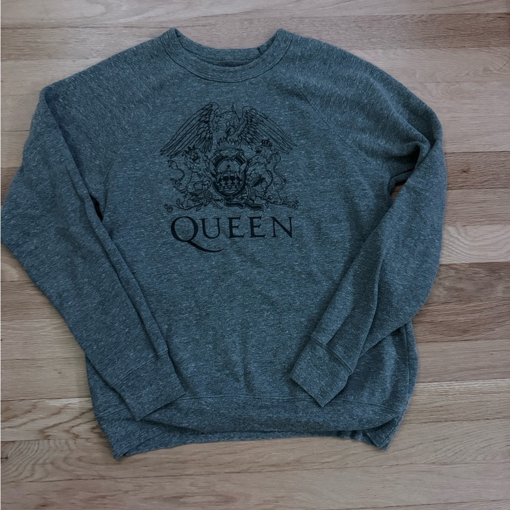 Gray Crewneck Sweater with Queen Logo